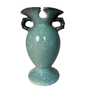 HULL Vintage Pottery Vase Urn W4 Royal Woodland Blue Speckled with Handle